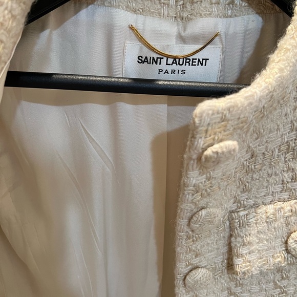 Saint Laurent Long Coat in Silk Tweed and Wool like New - Picture 11 of 15